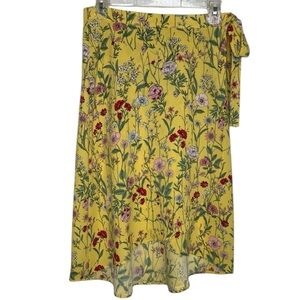 NWT LOFT | Wrap Tie Waist Floral Skirt Yellow Flowy